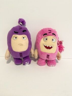 Oddbods Plush Toys Purple Jeff Pink Newt Stuffed Animal Toy Lot Game Figures